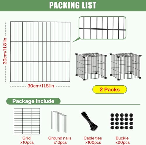 2 Pack 12x12'' Metal Mesh Plant Cages for Outdoor Plants, Keep Animal Out