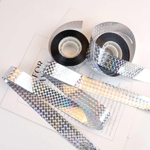 2 Roll Bird Scare Tape Ribbon Reflective Ribbon to Keep Birds Away from Garden Double Sided Holographic Birds Scare Tapes 328 Ft Bird Flash Tape Deterrent Tapes Outdoor Pigeon Woodpecker Repellent