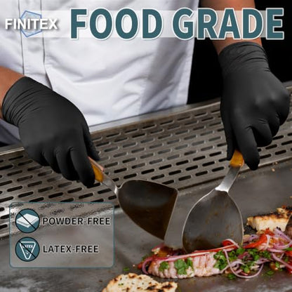 FINITEX - Black Nitrile Disposable Gloves, 5mil, Powder-free, Medical Exam Latex-Free 100 PCS For Cleaning Food Glove (XX-Large (Pack of 90)) - size: XX-Large