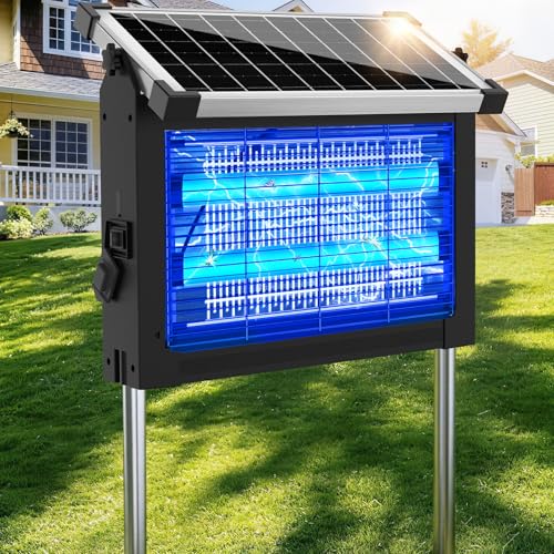 ZECHUAN Solar Bug Zapper Outdoor, Rechargeable Mosquito Zapper - color: Black