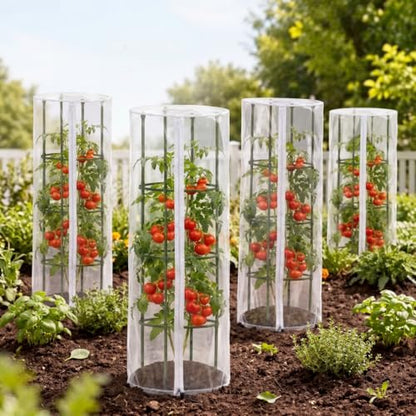 6 Pcs Garden Bird Netting Cover with Zipper for Round Tomato Cage 59" x 18"