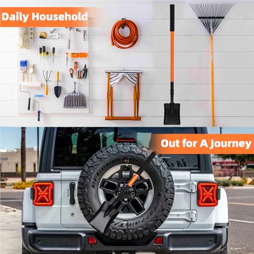 Small Square Shovel 43.3Inches Heavy Duty Garden Tools with Metal Handle, Small Transfer Spade for Digging Camping Car Beach Shovel, Orange - color: Orange