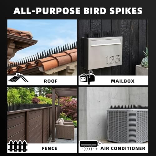 Bird Spikes, 5 Pack, 7 FT Total Coverage, Outdoor Bird Deterrent, Black - color: Black, size: 5 pack