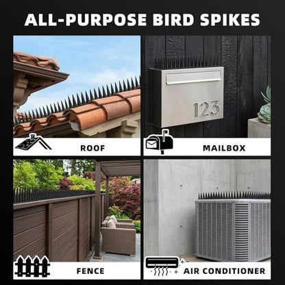 Bird Spikes, 5 Pack, 7 FT Total Coverage, Outdoor Bird Deterrent, Black - color: Black, size: 5 pack