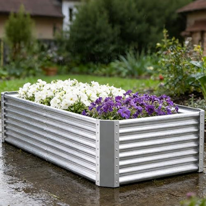 8x4x2ft Raised Garden Bed, Deep Root Planter Box, Silver,1 Pack - size: 8x4x2FT