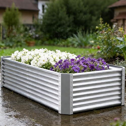 6x3x2ft Raised Garden Bed, Deep Root Planter Box, Silver,1 Pack - size: 6x3x2FT