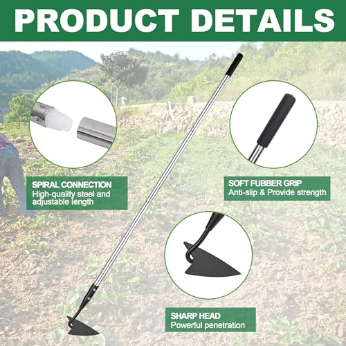 YEELOR Warren Hoe with 57-inch Stainless Steel Long Handle - style: Triangle hoe