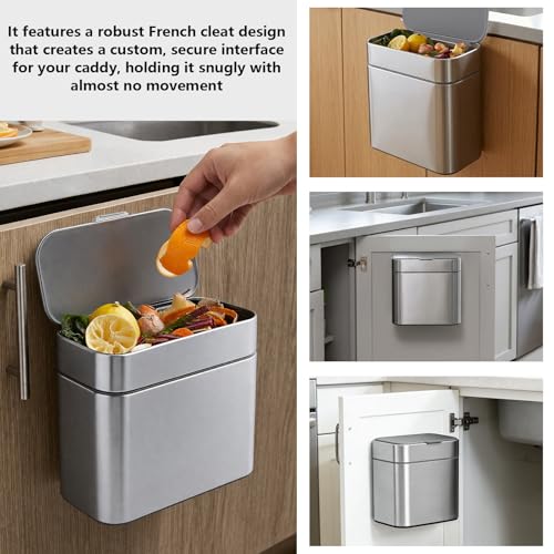 for Simplehuman Compost Caddy Mount - Under Cabinet Compost Bin Holder, French Cleat Kitchen Organization Solution, Easy Install, Space-Saving