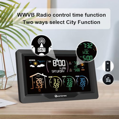 KETOTEK Wireless Radio Weather Station with 3 Outdoor Sensors