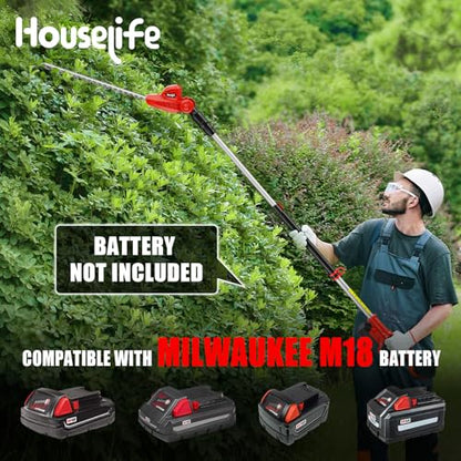 Cordless Pole Hedge Trimmer Compatible with Milwaukee M18 Battery,Tool Only