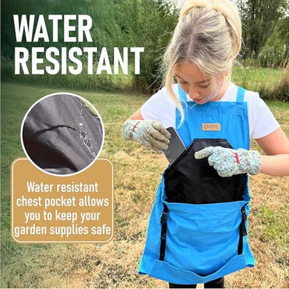 Grampa's Gardening Apron Cross Back Garden Apron with Large Pockets - color: Blue