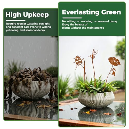 3-Pack Rust-Finish Ladybug, Bee and Flower Garden Stakes - style: Ladybug & Bee Flower Set