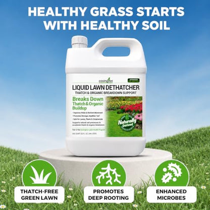 Covington Liquid Lawn Dethatcher (32oz) – Liquid Aerator Concentrate & Humic Thatch Remover, Soil Softener & Grass Thatch Buster for Lawns & Gardens – Kids & Pet Safe, Made in USA - size: Quart