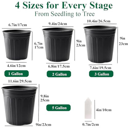 50 Pack 1 Gallon Flexible Plant Nursery Pots for Plants with Drainage Holes - size: 1 Gallon