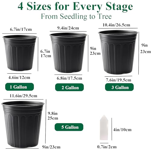 50 Pack 5 Gallon Flexible Plant Nursery Pots for Plants with Drainage Holes - size: 5 Gallon
