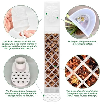 2 Pcs 9 Inch D Shaped Moss Pole with Watering Dripper, Plastic Moss Poles for Climbing Plants, Sturdy Monstera Plant Support, Self Watering Moss Pole Kit for Plants Indoor (1Pack 2Pcs-White) - size: 1Pack 2Pcs-White