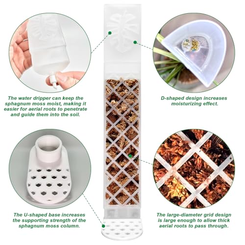 4 Pcs 9 Inch D Shaped Moss Pole with Watering Dripper, Plastic Moss Poles for Climbing Plants, Sturdy Monstera Plant Support, Self Watering Moss Pole Kit for Plants Indoor (1Pack 4Pcs-Green) - size: 1Pack 4Pcs-Green