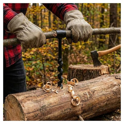 19mm Heavy Duty Steel Scotch Eye Wood Auger Drill Kit for Bushcraft - size: 19mm