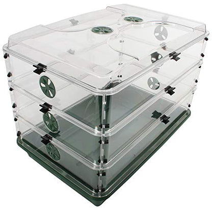 EarlyGrow 95457 24" x 15" x 16.75" Domed Propagator, Green, 3 Side Extenders and Locking Clip Set - size: 3 Side Extenders and Locking Clip Set