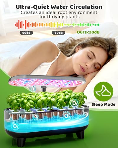 Growell 16 Pods Hydroponics Growing System Kit with 3 Light Modes & 2 Timer - color: Gray