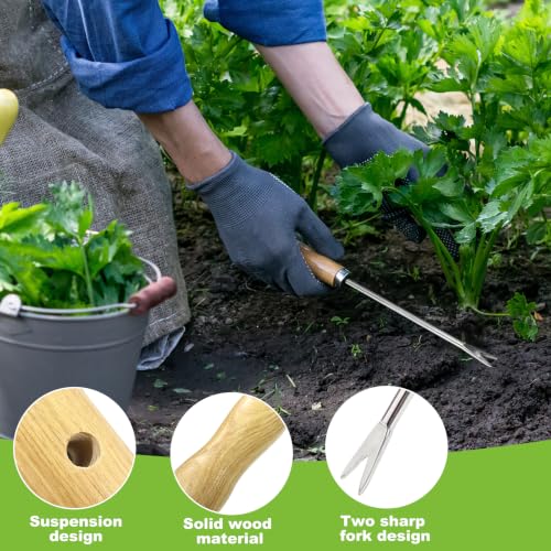 11.8 Inch Hand Weeder Weed Puller Tool with Wood Handle Weed Puller