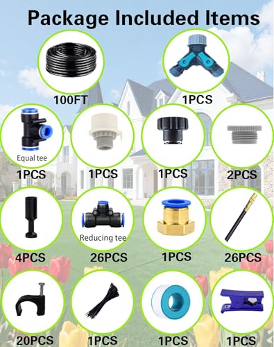360° Adjustable Drip Irrigation System – Garden Watering Sprinkler System - size: 100 FT