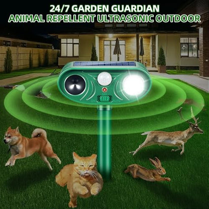 Solar Ultrasonic Animal Repellent Activated Deterrent for Deer