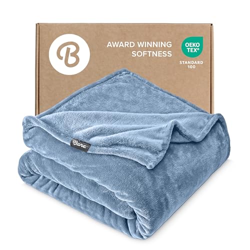 Bare Home Fleece Blanket Luxury Microplush (Full/Queen, Coronet Blue) - color: 07 - Coronet Blue, size: Full/Queen