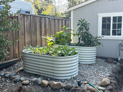 Anleolife 6x3x2ft Oval Deep Root Raised Garden Bed, Antique White - color: Oval White, size: 6×3×2ft Tall