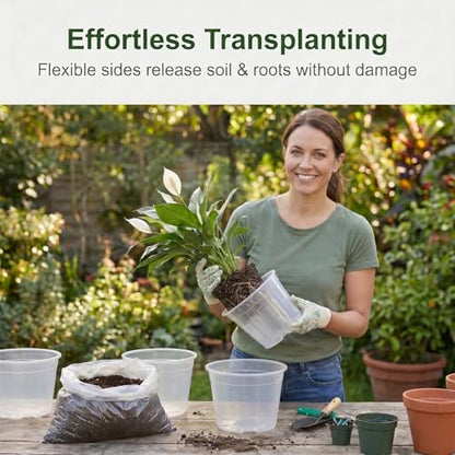 10 Pack 10 Inch Clear Nursery Pots, Large Clear Plant Pots with Drainage - size: 10 Inch-10 Pack