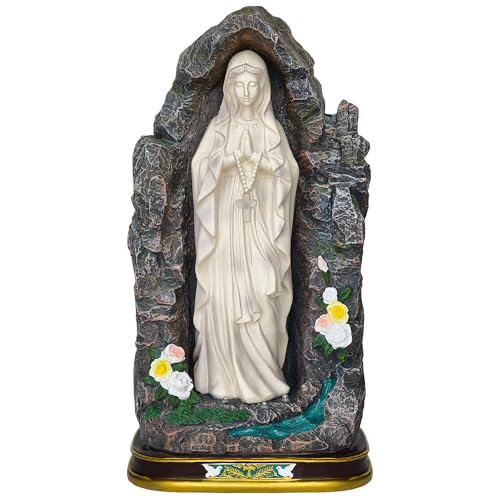 Virgin Mary Statue Outdoor with Solar Lights, Catholic Garden Decor - color: White Virgin Mary