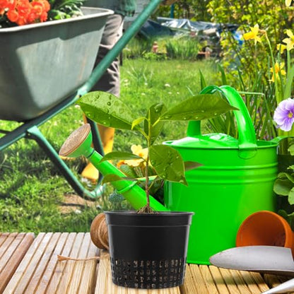 DOITOOL 5 Inch Hydroponic Mesh Basket, 10pack Hydroponic Net Pots, Slotted Mesh Net Cups, Self Watering Baskets Pots for Aquaponics Orchids Indoor Outdoor Growing Plants (Black)