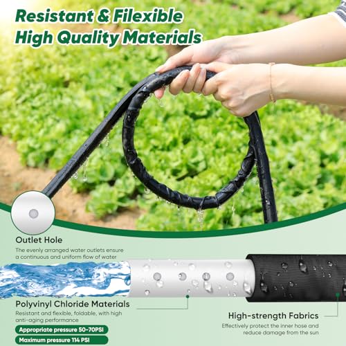 Drip Hose 50FT With Drip Irrigation System, Linkable Soaker Hoses
