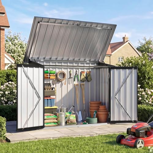 Aoxun Outdoor Storage Cabinet 35 Cu.Ft Metal Storage Shed with Floor