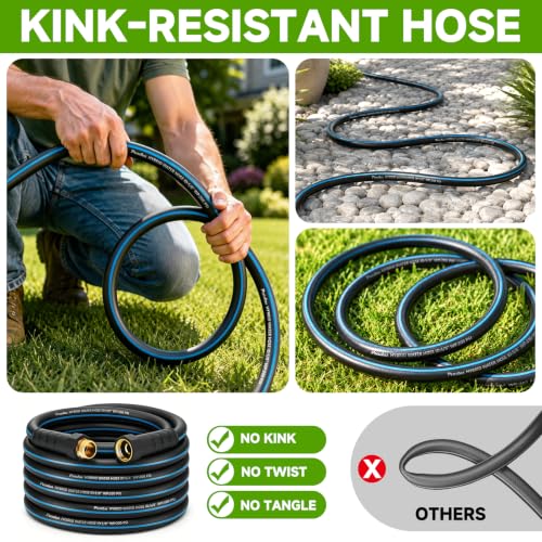 Heavy Duty Garden Hose 50FT 5/8", Non-Expanding No Kink Flexible Water Hose - size: 50ft