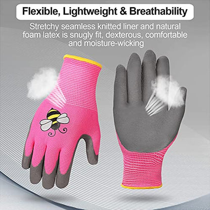 6 Pairs Kids Gardening Gloves Yard Work Gloves (Large (Age 9-11))