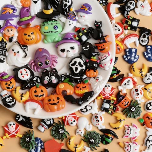 50PCS Halloween Mini Resin Figures, Random Styles Halloween Figurines - color: Halloween-a-random