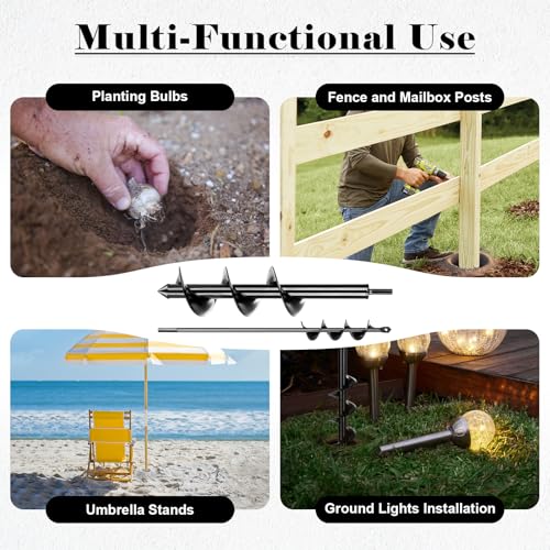 Auger Drill Bit for Planting 2 Pack 1.6" x 16" & 3.5" x 16" Set - size: 1.6x16+3.5x16 inch