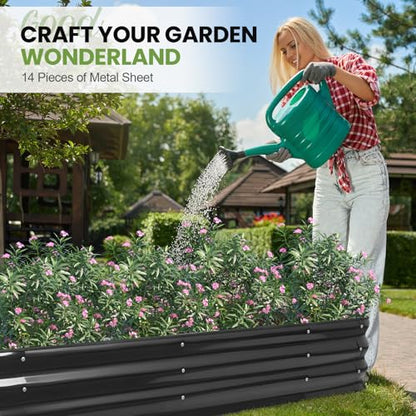 G GOOD GAIN Raised Garden Beds Outdoor, 5-in-1 Modular Metal Planter, Grey - color: Gray, size: 8x3x1ft(1pcs)