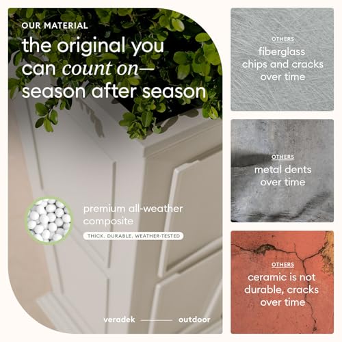 Veradek Brixton Series Planter - Tall Outdoor Planter with Shelf - color: White, size: 26 inch -2 Pack