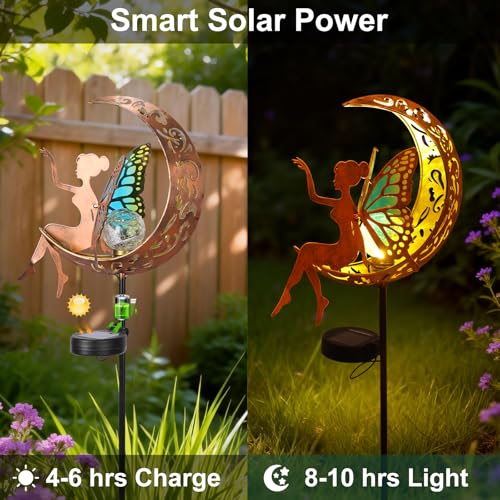 Solar Fairy Garden Lights Outdoor Yard Decor Gifts for Women Mom Grandma