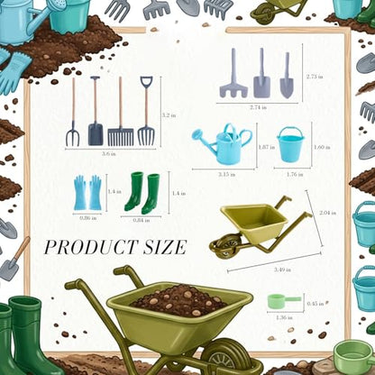 1:12 Scale Miniature Dollhouse Garden Tools Set