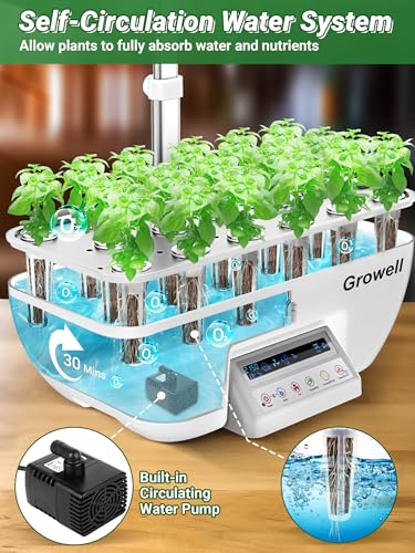 Growell Hydroponics Growing System, 17 Pods Large Indoor Garden with 2 Fans - color: White & Grey