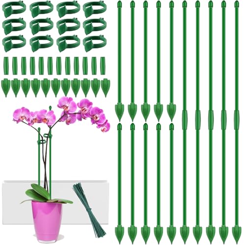15 Inch Fiberglass Plant Stakes (12PCS) - Adjustable Plant Support with Clips/Connectors for Monstera Tomato Orchid - size: 15inch