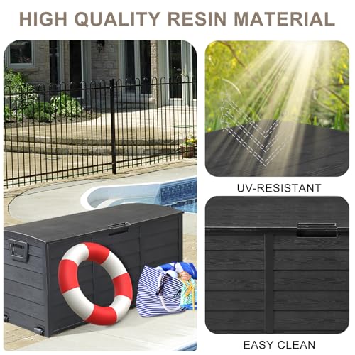 VINGLI 75 Gallon Weatherproof Outdoor Storage Box, Black - color: Black