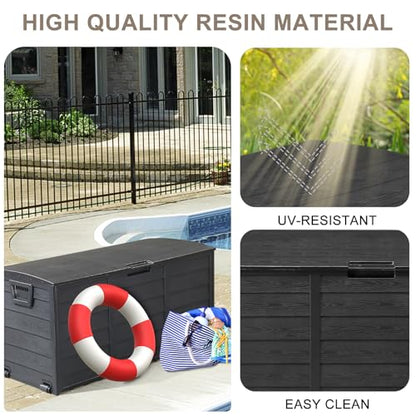 VINGLI 75 Gallon Weatherproof Outdoor Storage Box, Black - color: Black