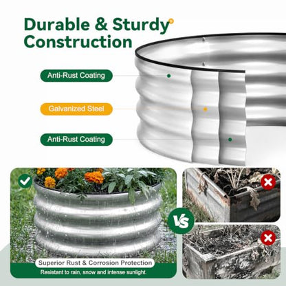 3-Pack Round Raised Garden Bed Outdoor 2x2x1ft Planter Box, Silver - color: Silver, size: 2x2x1ft (3 PCS)