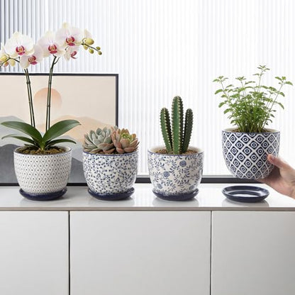 5.6 Inch Ceramic Plant Pots Set of 4 - size: 5.6 Inch