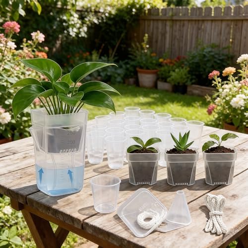 16 Pack 2" Mini Self Watering Pots Clear Deep Square Planters - size: 2"