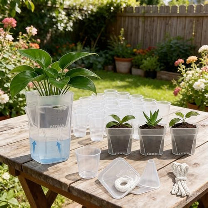16 Pack 2" Mini Self Watering Pots Clear Deep Square Planters - size: 2"